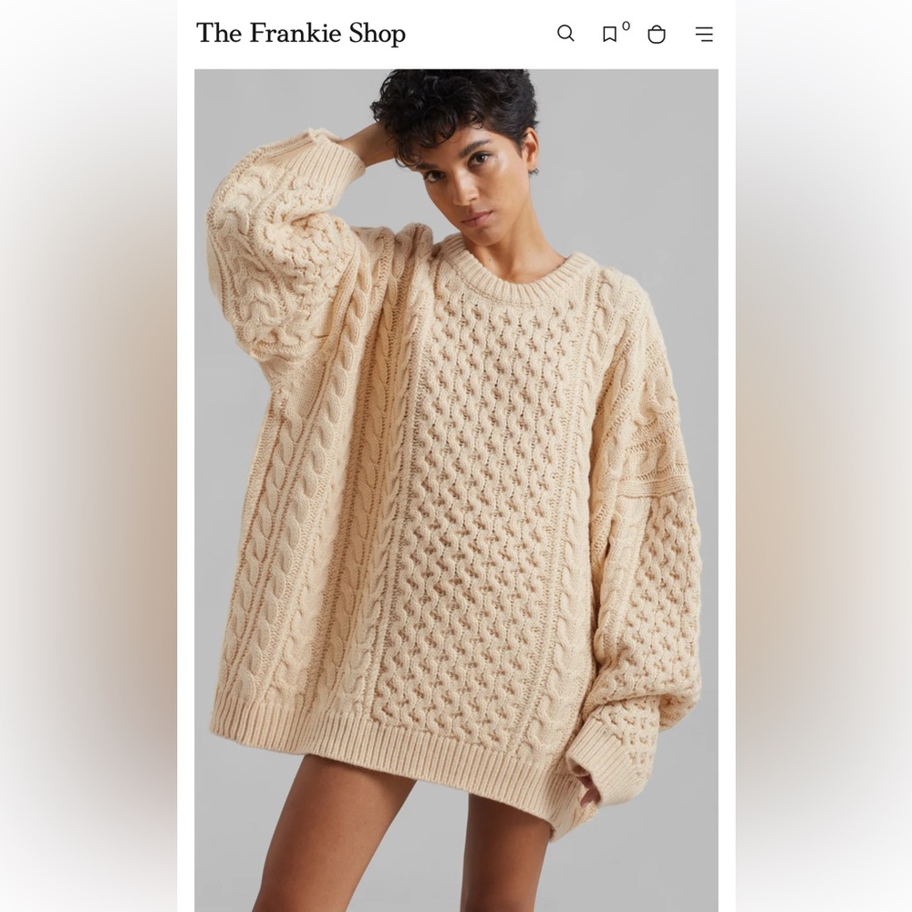 Frankie Shop: PAILEY BRAIDED SWEATER - CREAM